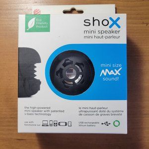 SHOX Portable Mini Speaker V-Bass Technology USB/Audio Cables Incl.